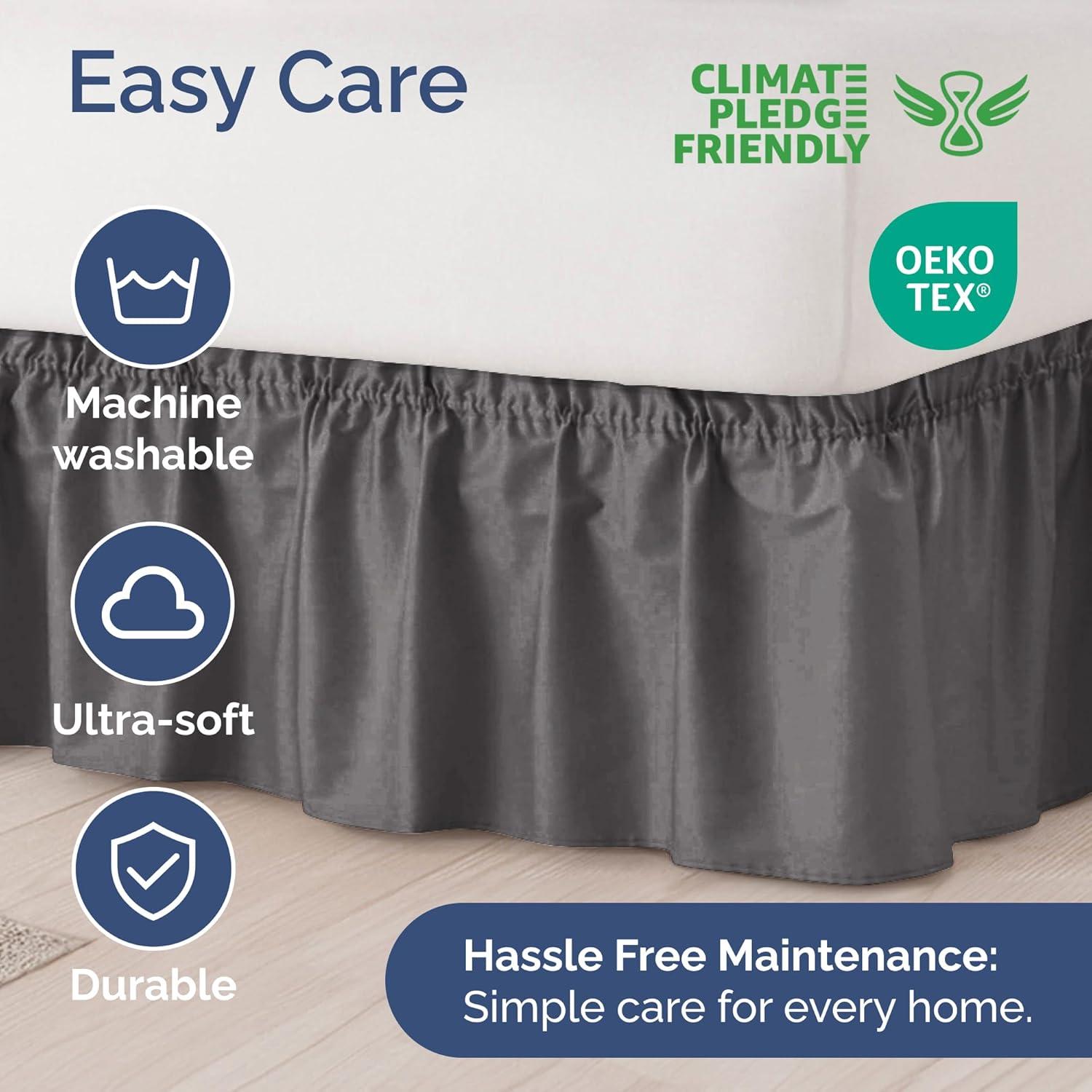 CGK Linens Ruffled Elastic Wrap Around Tailored Bed Skirt