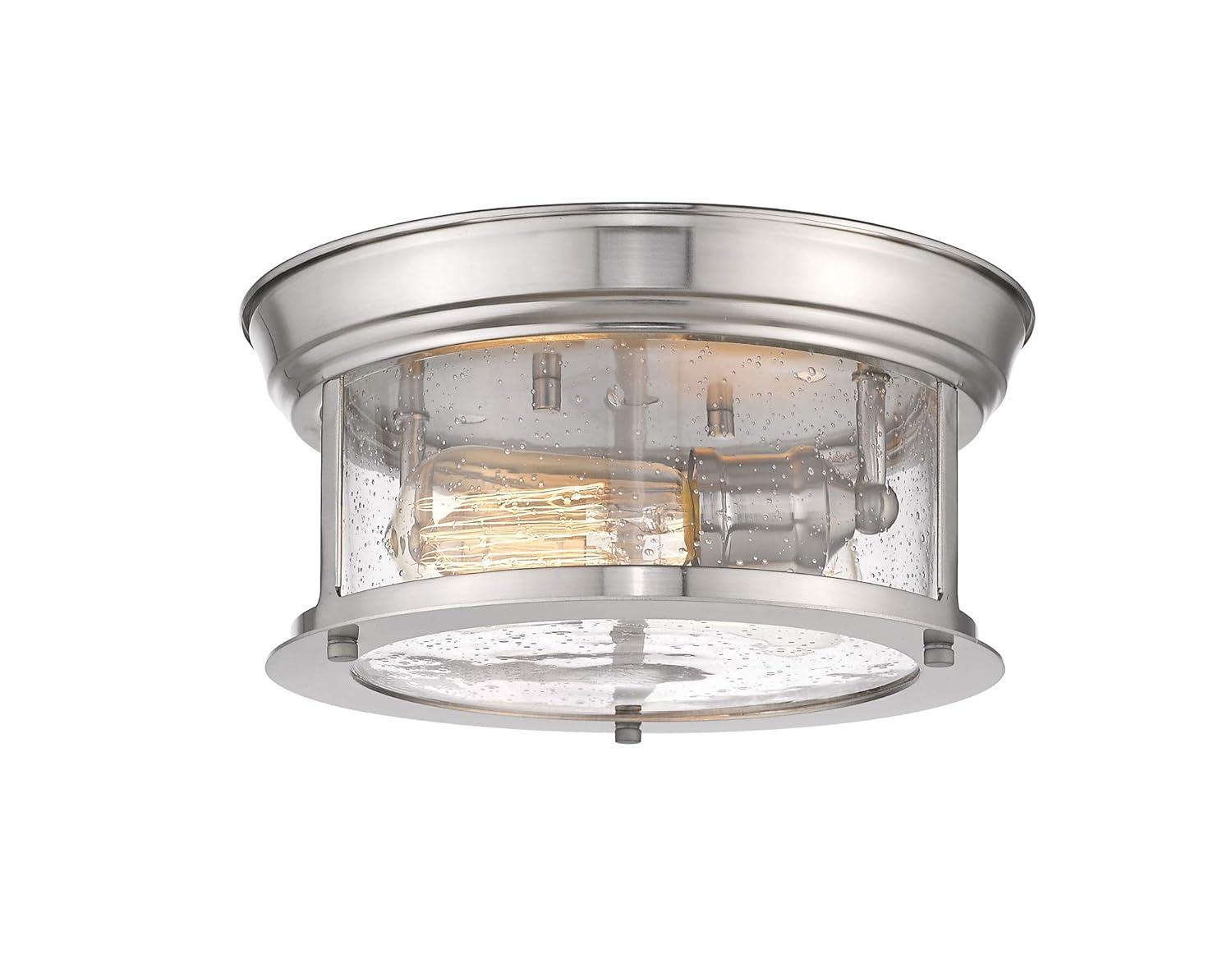 Sonna 11" Brushed Nickel Flush Mount Light with Clear Glass Shade