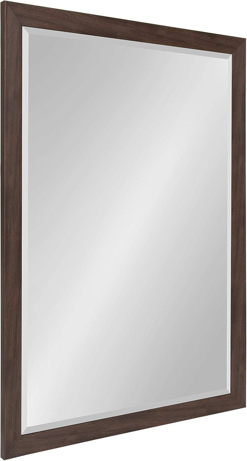 DesignOvation - Beatrice Framed Decorative Rectangle Wall Mirror, 27 x 39, Walnut Brown