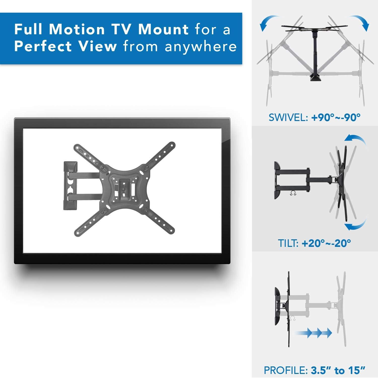 Mount-It! Full Motion TV Wall Mount with Floating Entertainment Shelf | Fits TVs Up to 55 Inches