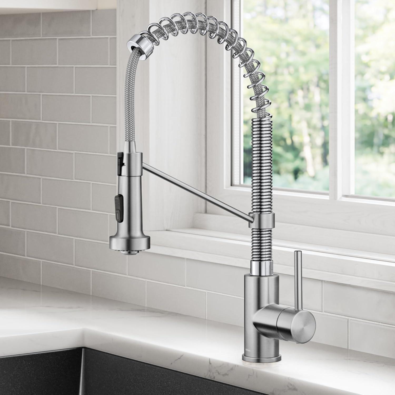 KRAUS Bolden Commercial Style 2-Function Single Handle Pull Down Kitchen Faucet