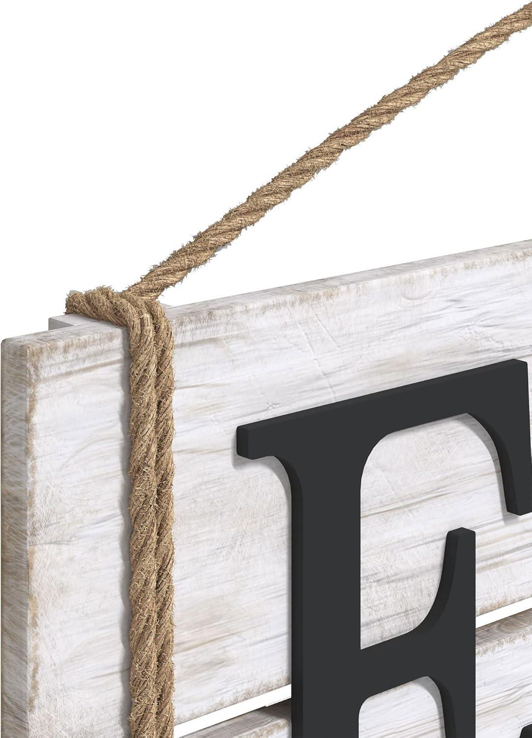 Barnyard Designs Eat Wood Wall Art Sign, Rustic Primitive Farmhouse Country Kitchen and Home Wall Decor, White/Black, 17" x 7”