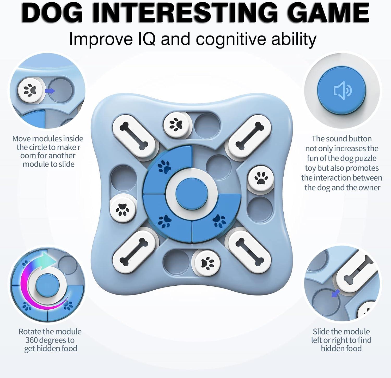 Dog Puzzle Toys, Interactive Dog Toys for Large Medium Small Smart Dogs, Dog Enrichment Toys Dog Mentally Stimulation Toys for Training, Dog Treat Chew Toy Gifts for Puppy & Cats (Sky Blue)