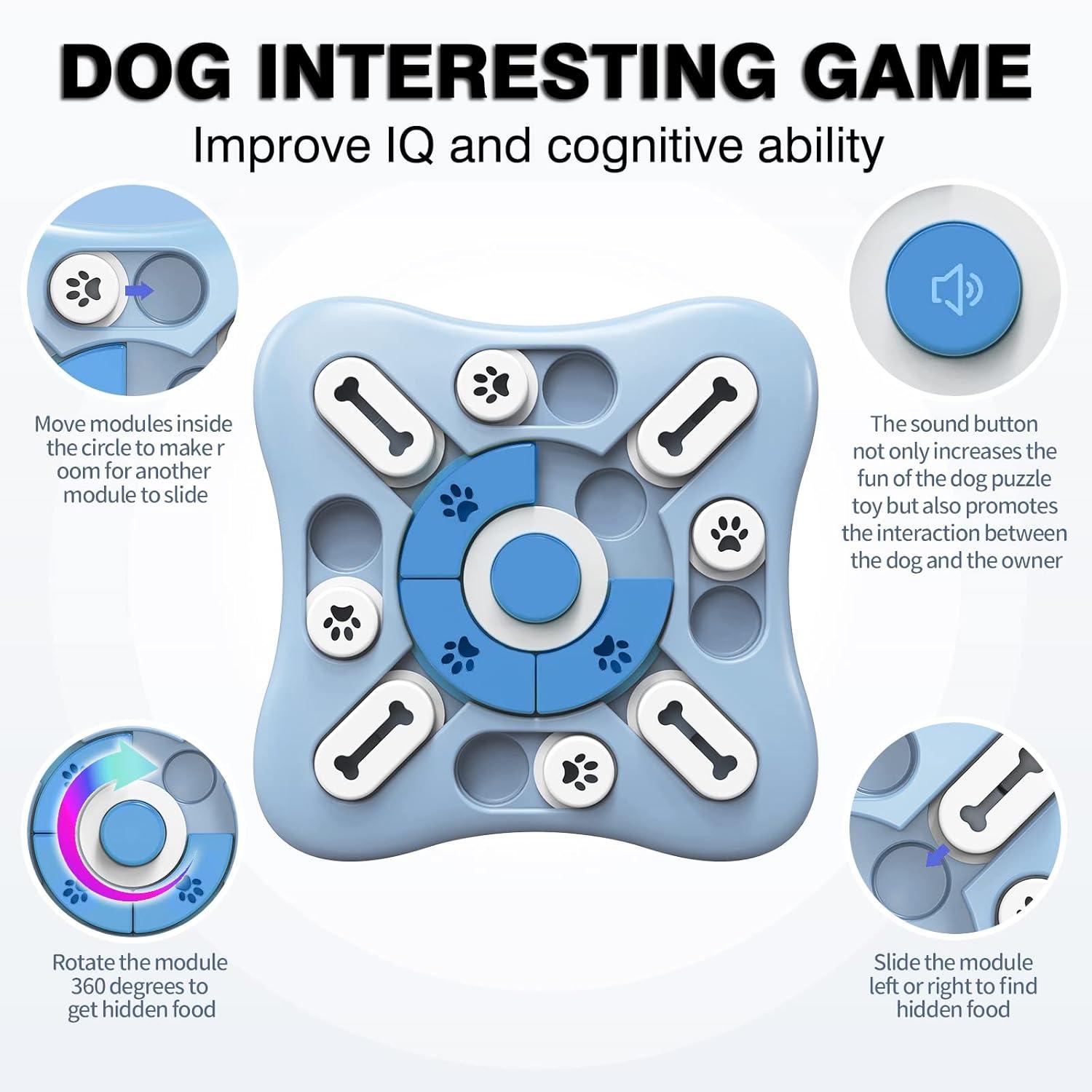 Interactive Dog Puzzle Toy for Large, Medium, Small Smart Dogs - Enrichment and Mental Stimulation for Training - Treat Chew Gifts for Dogs Puppies & Cats (Sky Blue)