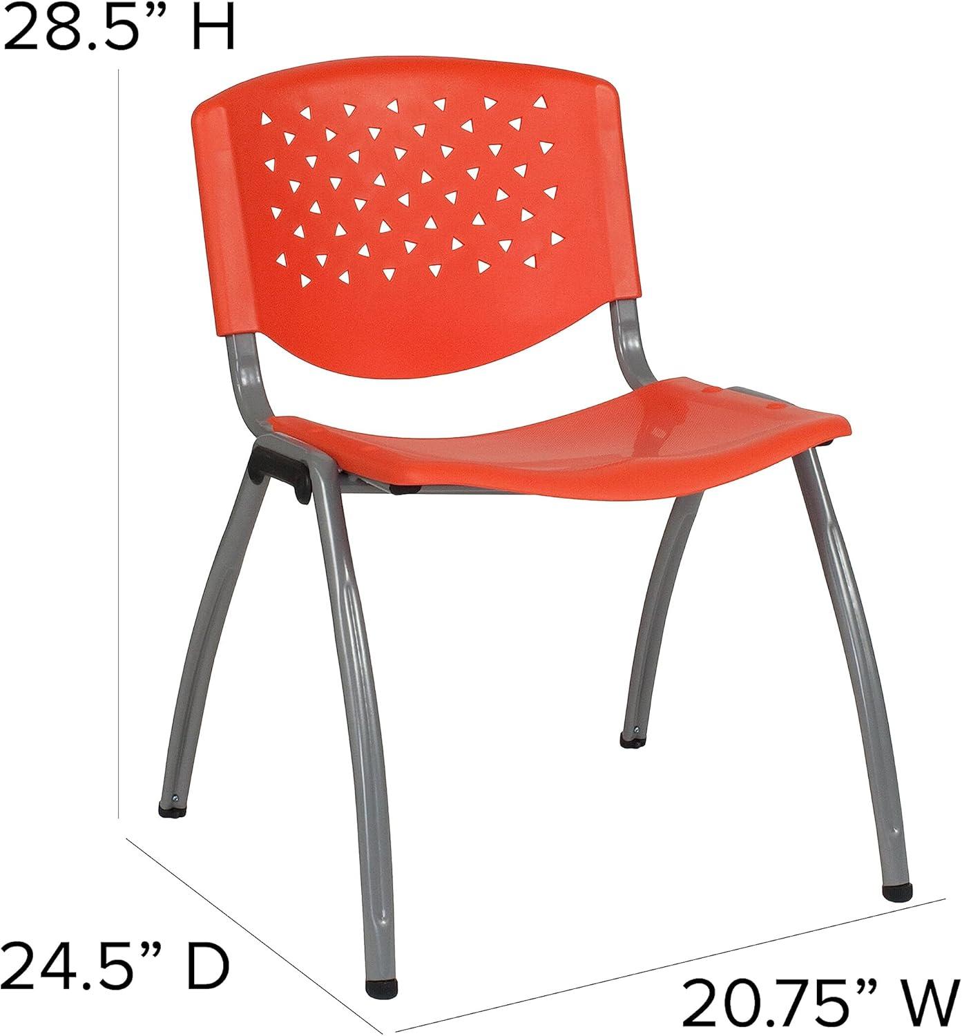 Flash Furniture 5 Pack HERCULES Series 880 lb. Capacity Orange Plastic Stack Chair with Titanium Gray Powder Coated Frame