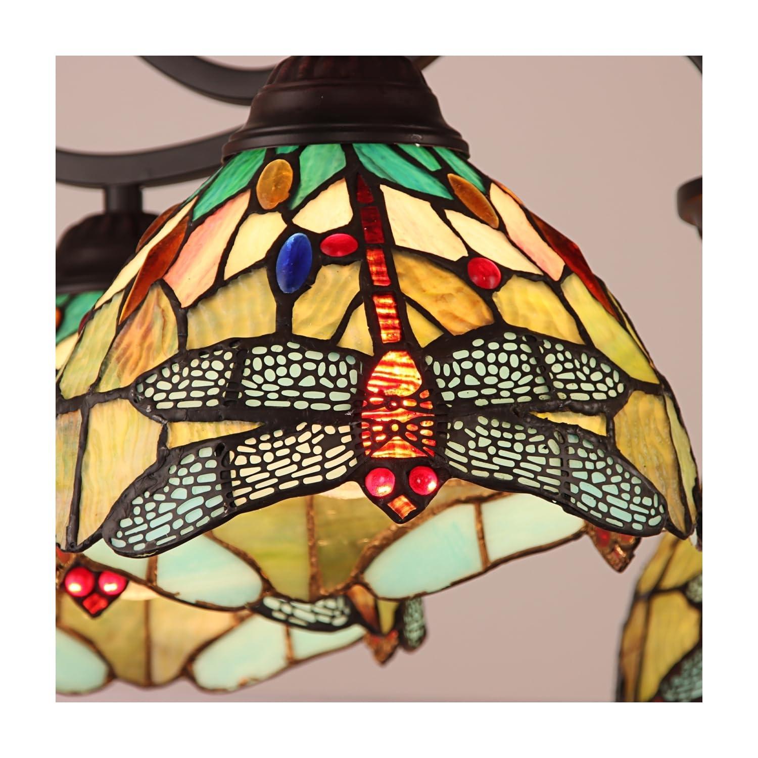 Chloe Lighting Empress Dragonfly Tiffany-Style Dark Bronze 5 Light Large Chandelier 27 Inch Wide