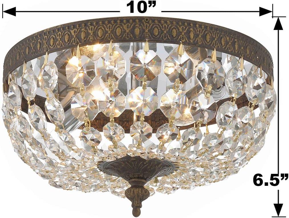 Crystorama 2 Light Clear Italian Crystal English Bronze Flush Mount