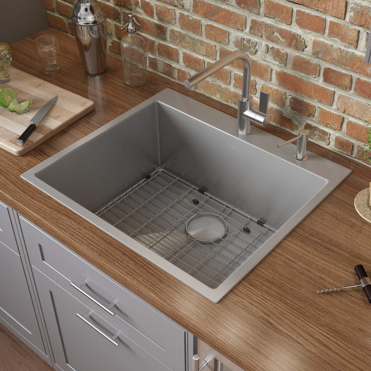 Ruvati RVH8071 Ruvati 21 inch Drop-in Topmount Rounded 16 Gauge Stainless Steel Kitchen Sink Single Bowl