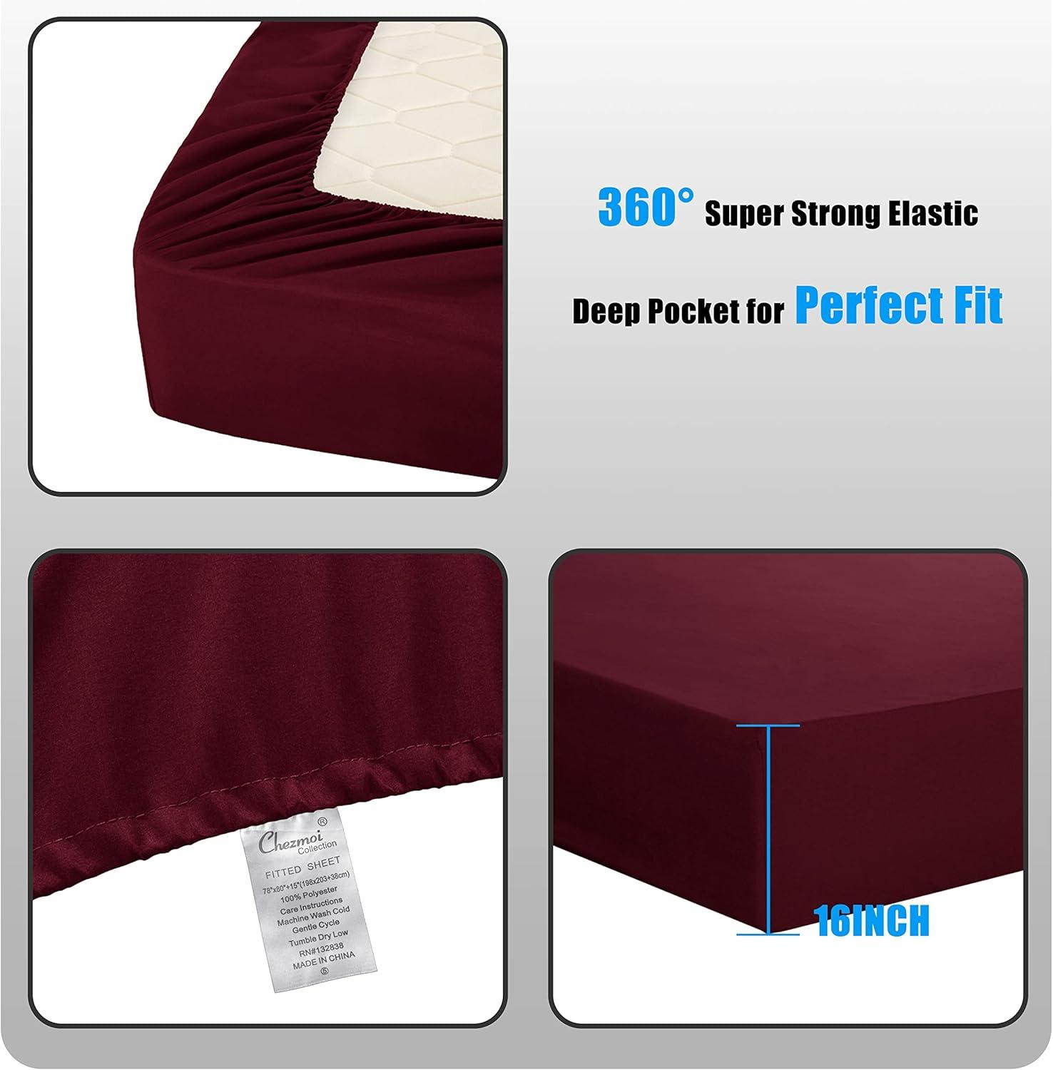 Burgundy King Microfiber Bed in a Bag Comforter Set