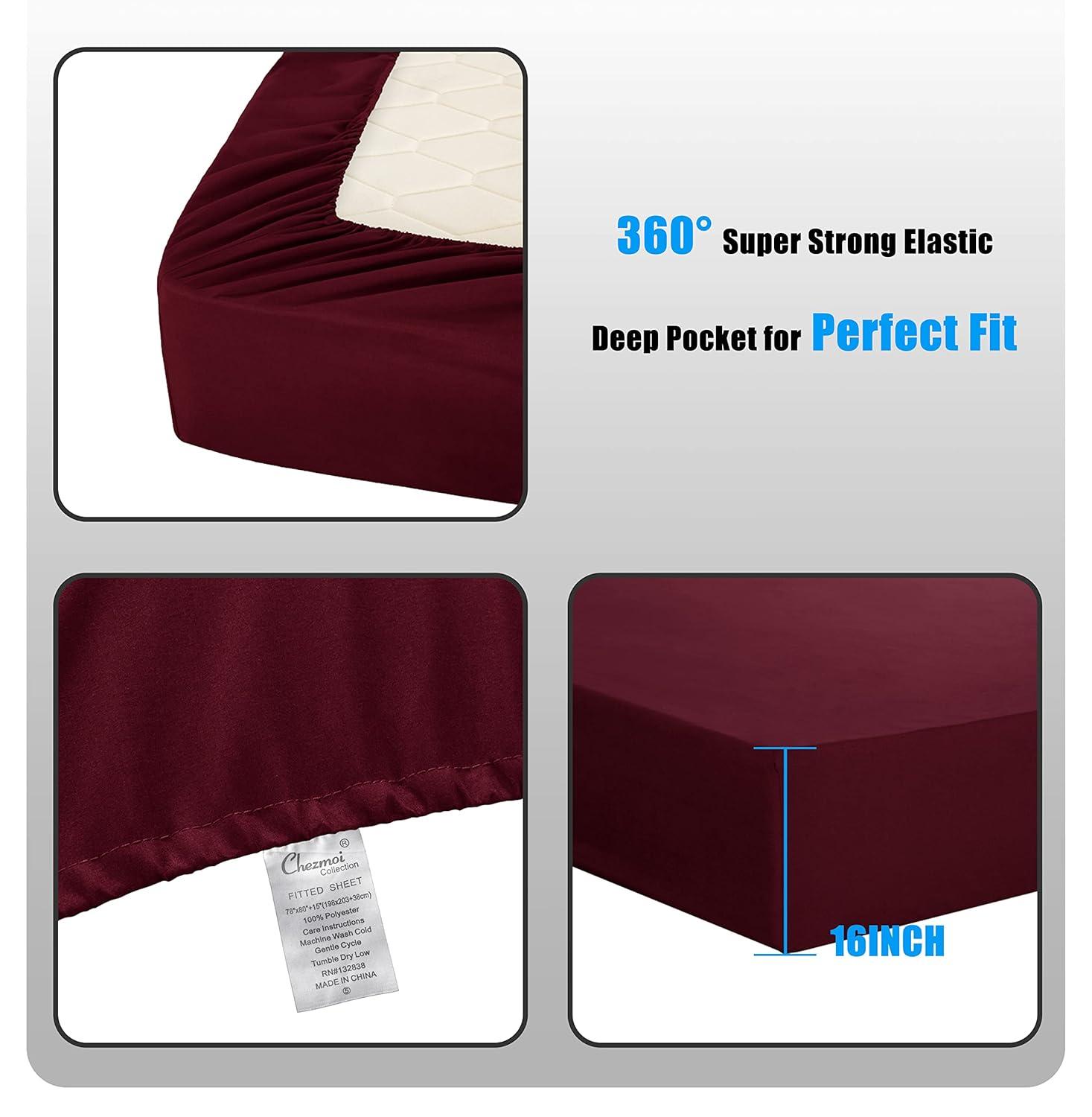 Burgundy King Microfiber Bed in a Bag Comforter Set