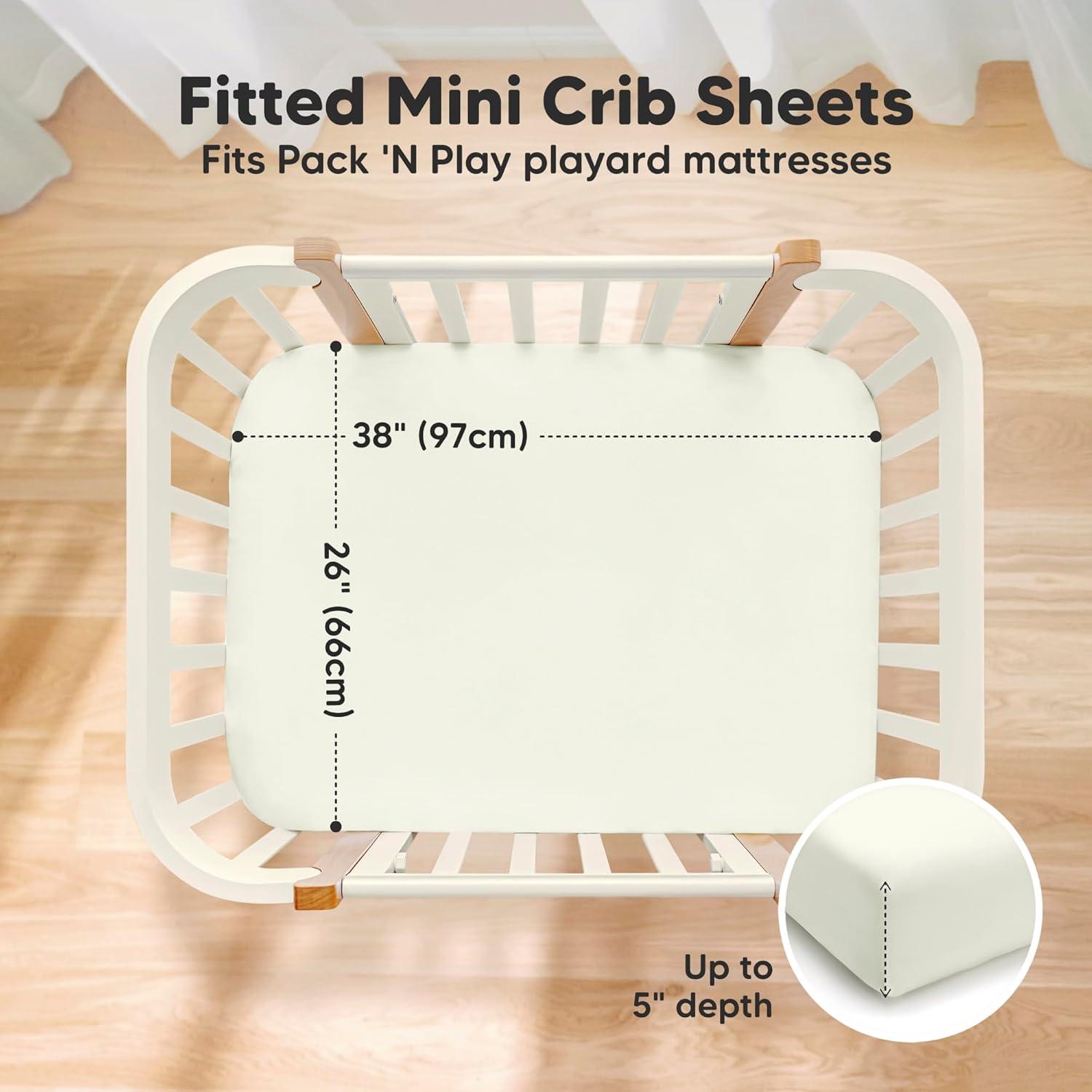 KeaBabies 2pk Soothe Waterproof Fitted Mini Crib Sheets for Girl, Boy, 100% Organic Soft Cotton Pack and Play Sheets (Oregano)