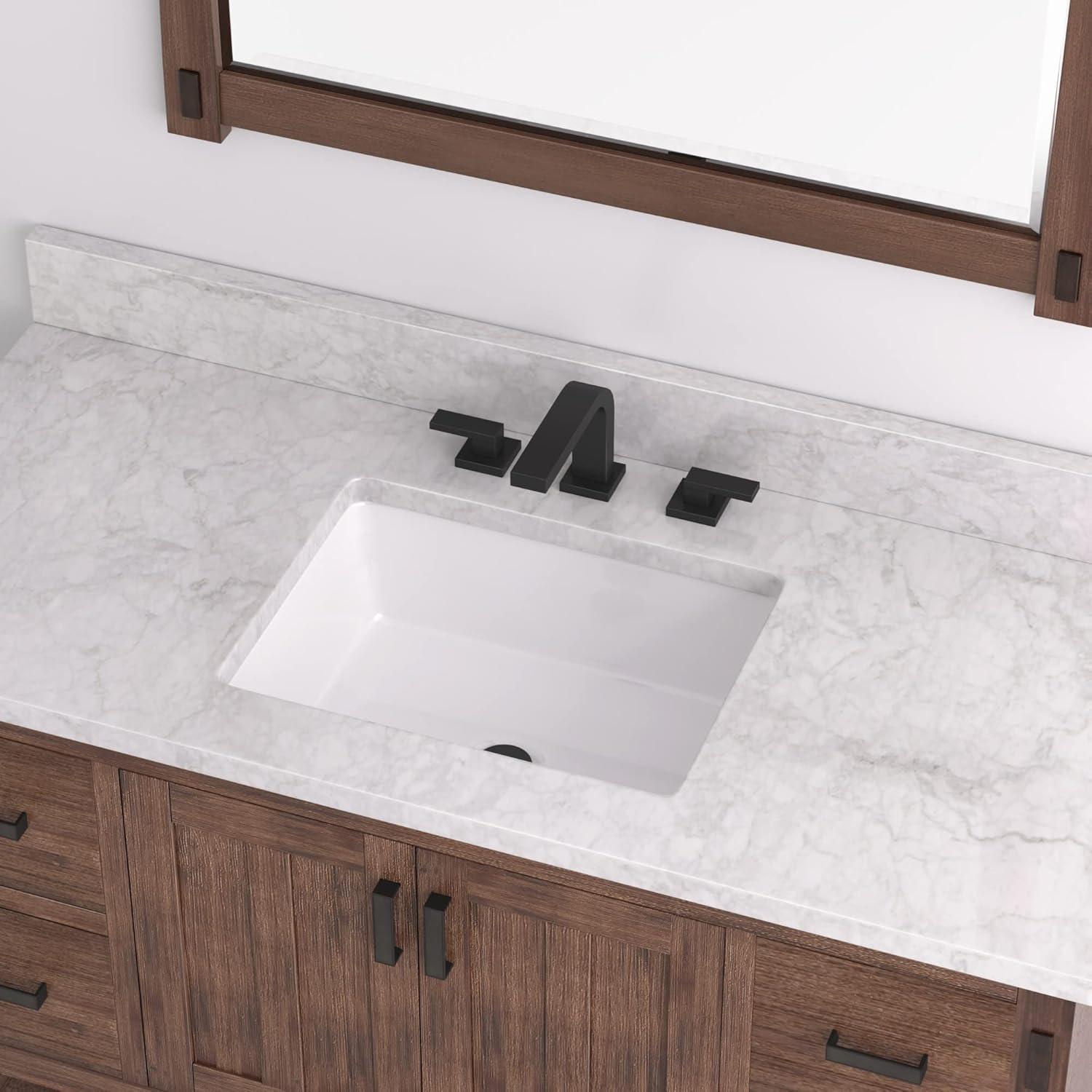 Destin White Rectangular Ceramic Undermount Bathroom Sink