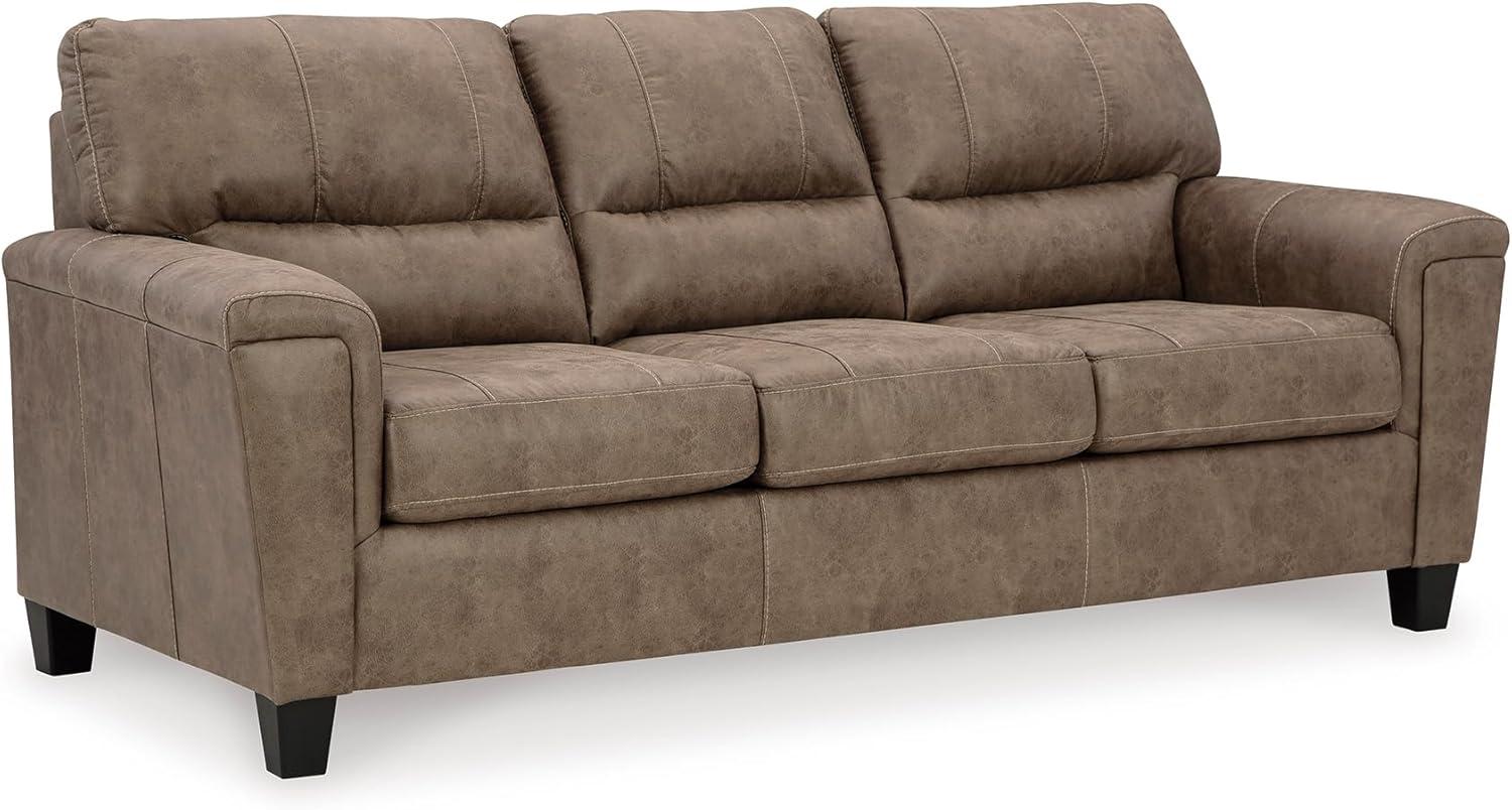 Benjara Nav Queen Size Sofa Sleeper, Fossil Brown Faux Leather, Foam, 89 Inch