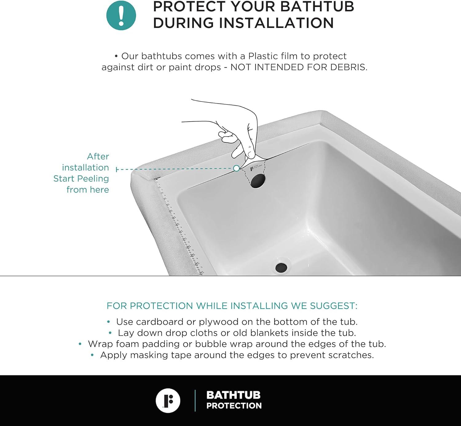 54" x 30" Drop In Soaking Fiberglass Bathtub