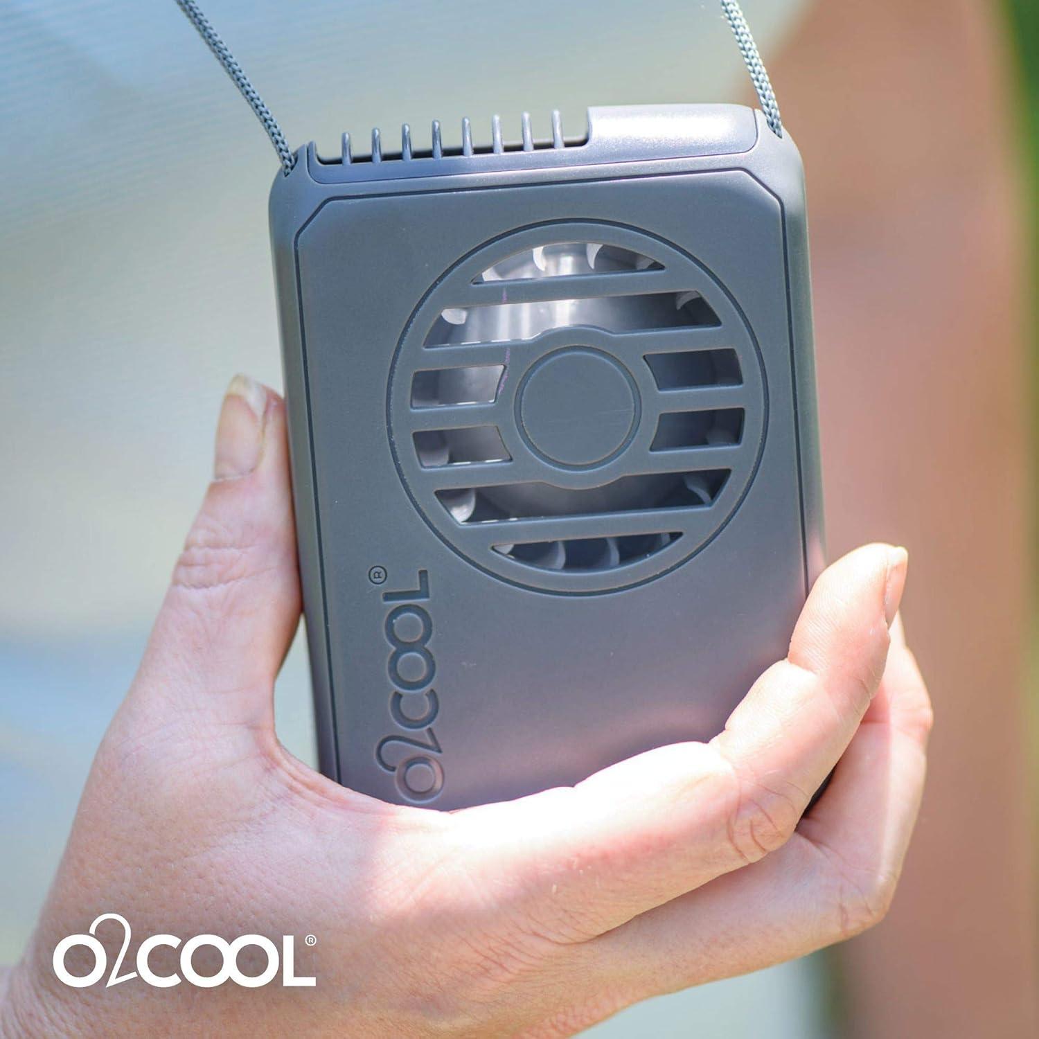 O2COOL Battery Powered Deluxe Necklace Fan for Personal Cooling with Adjustable Lanyard (Blue)