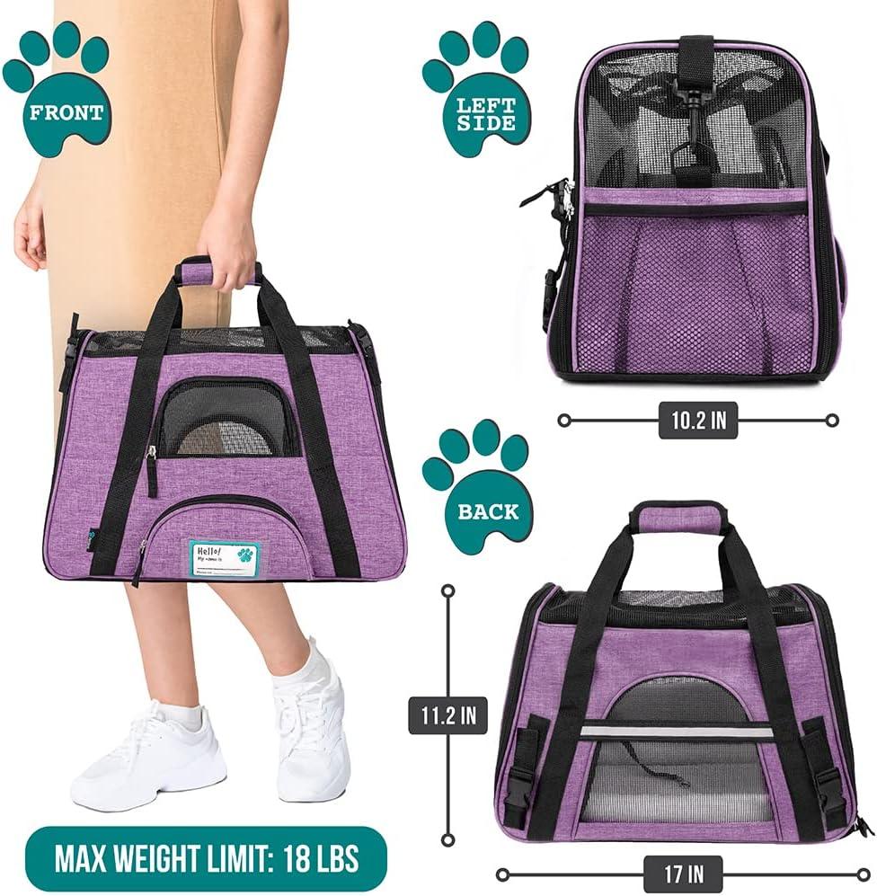 PetAmi Airline Approved Pet Carrier for Cat Dog, Soft Sided Travel Supplies Accessories, Ventilated Carrying Bag Kitten Puppy