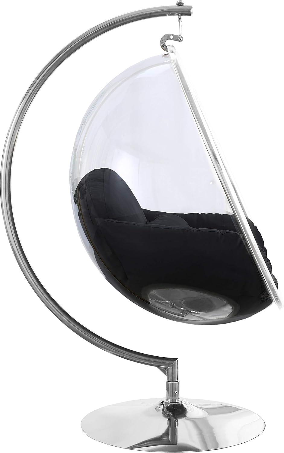 Meridian Furniture Luna Fabric Acrylic Swing Bubble Accent Chair in Black
