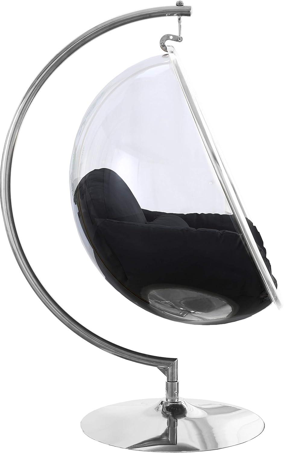 Meridian Furniture Luna Fabric Acrylic Swing Bubble Accent Chair in Black
