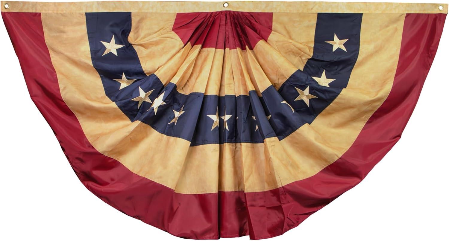 Anley 3x6 Ft Vintage Style USA Pleated Fan Flag - American US Bunting Flags Patriotic Stars & Stripes - United States Fan Banner