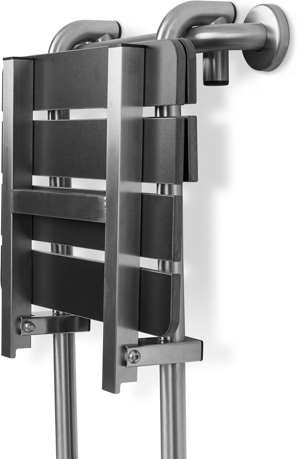 Seachrome Portable Hanging Profile Bench Shower Seat with 18-inch Grab Bar, Grab Bar Supported