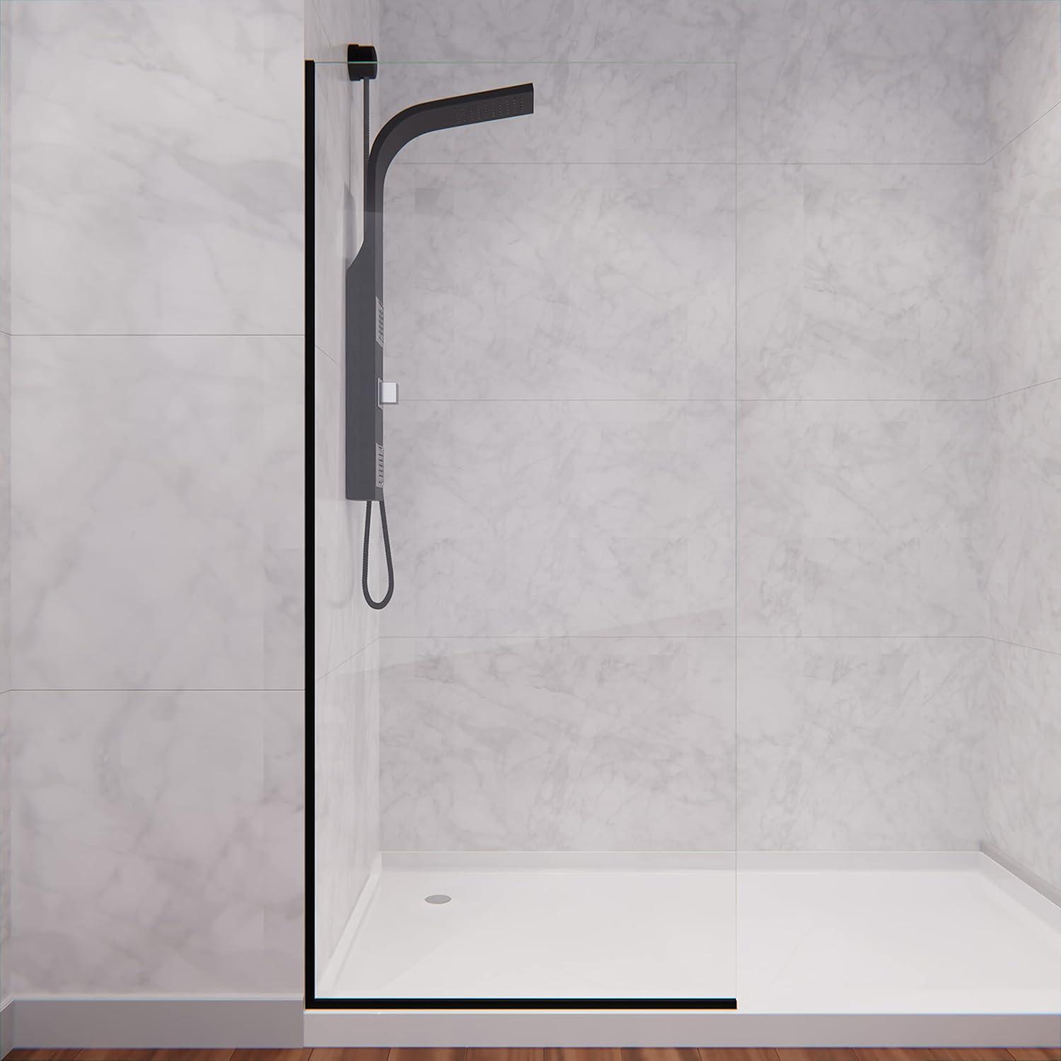Veil Series 34” W x 74” H Frameless Glass Fixed Shower Screen Shower Door