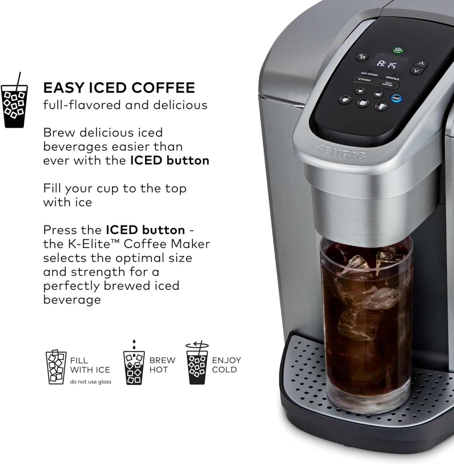 Keurig K-Elite Single-Serve K-Cup Pod Coffee Maker with Iced Coffee Setting and Strength Control