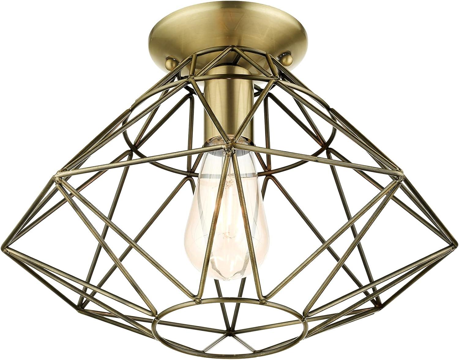 Livex Lighting Geometric 1 - Light Flush Mount in  Antique Brass