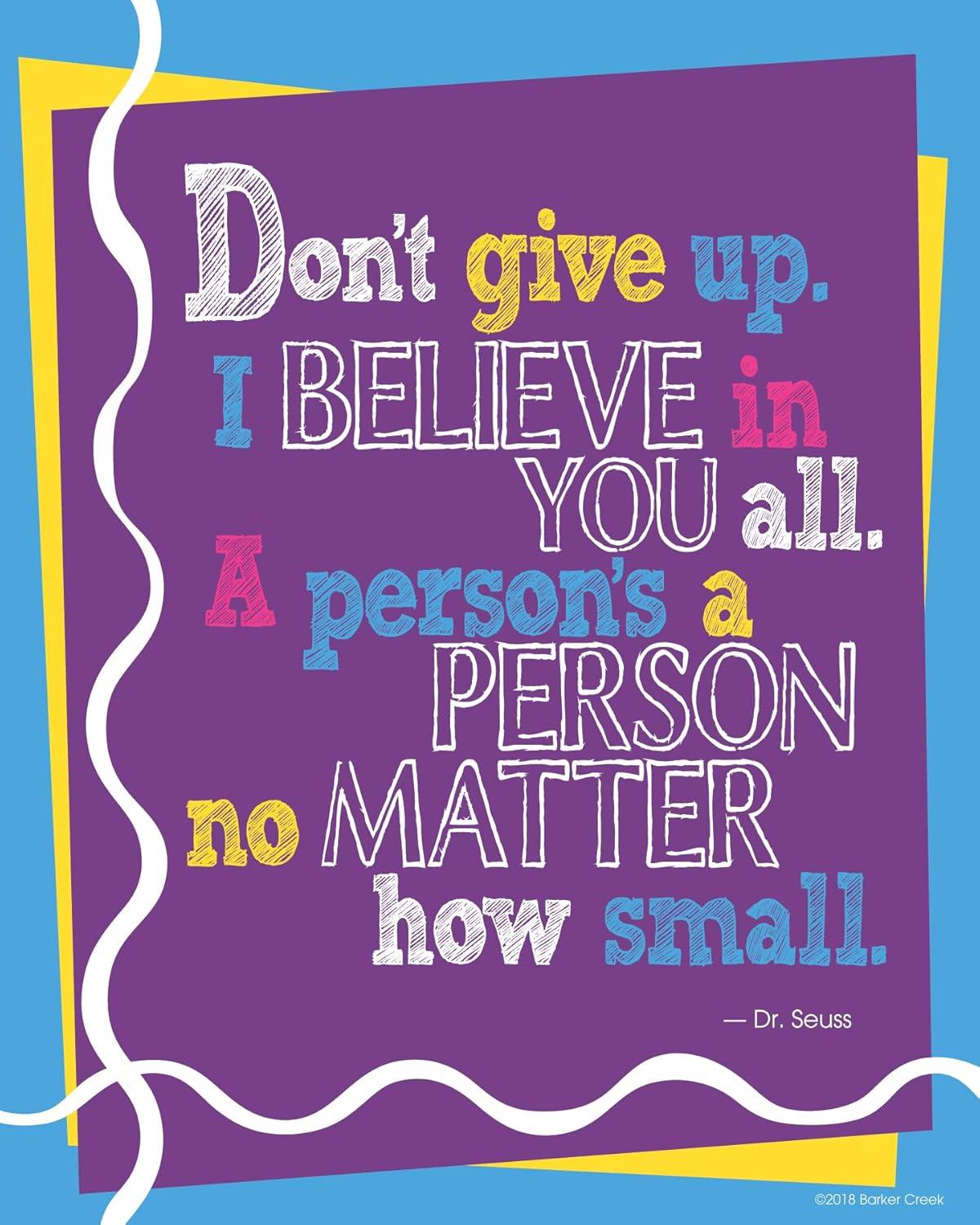 Barker Creek Art Print Set, I Believe in You, Set of 8 Art Prints from Barker Creek's Happy Collection, Inspirational Quotes, Office, Home, School Décor, 8 Prints, 8" x 10" (4179)