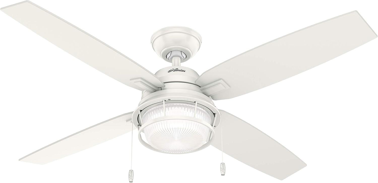 Dempsey Low Profile 44" 4 - Blade Indoor Flush Mount Small Room Ceiling Fan with Lights and Remote