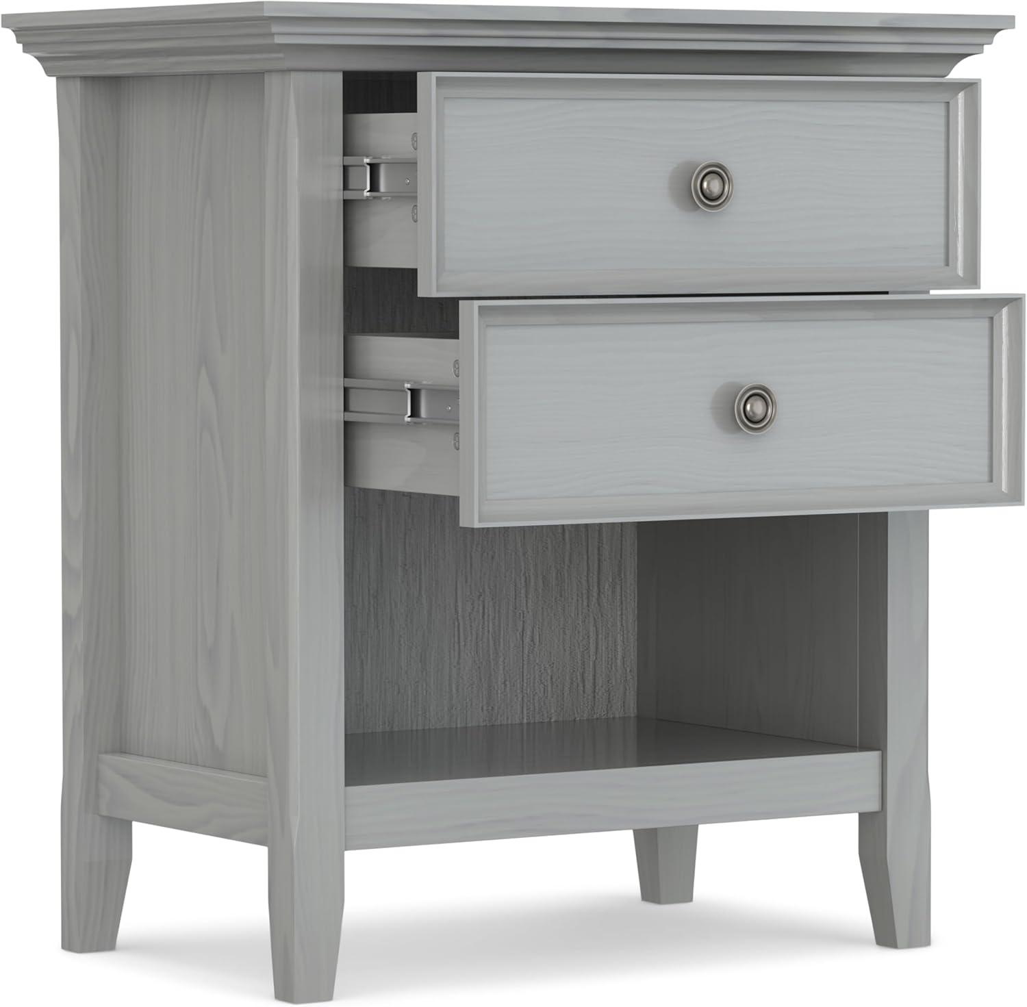 Simpli Home Amherst Solid Wood Bedside Table In Fog Grey