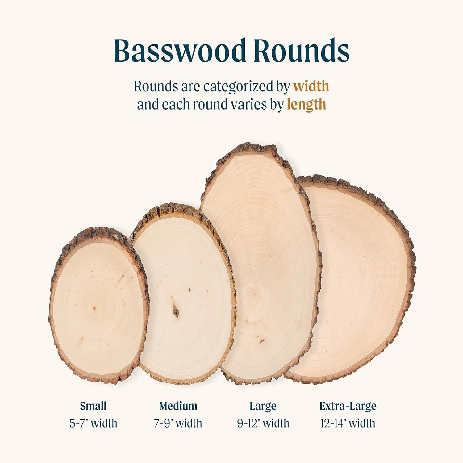 Natural Basswood Round Craft Plaque with Bark Edge