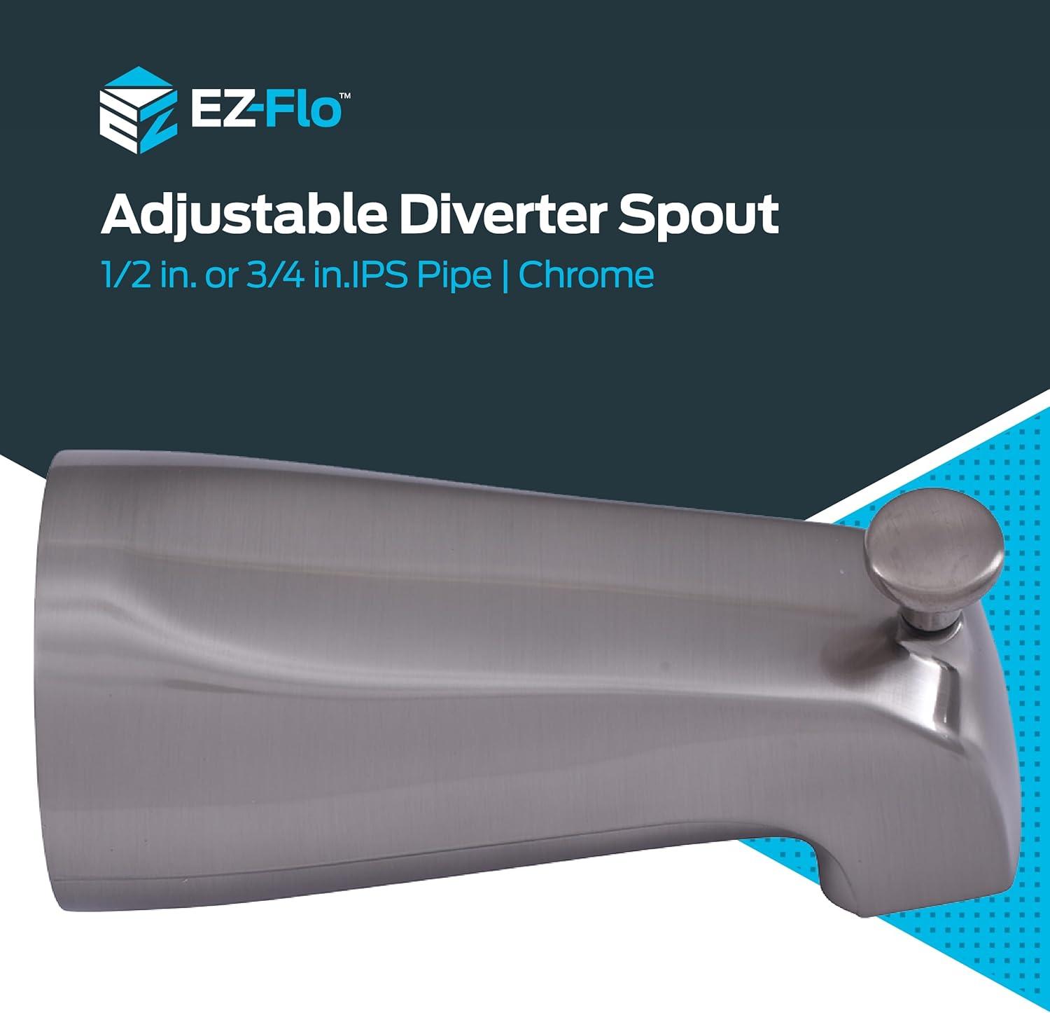 EZ-FLO 15084 Adjustable Diverter Spout Faucets, 5-3/8 inch Length, Chrome