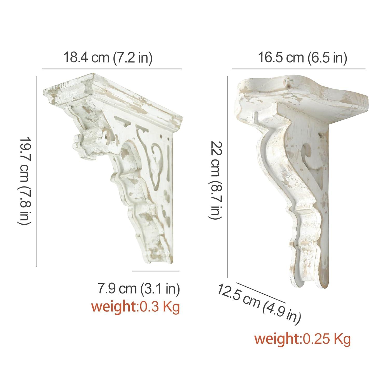 Ophelia & Co. Vintage Shabby Wood Corbels Brackets for Shelf Farmhouse Wall Decor (Set of 2)