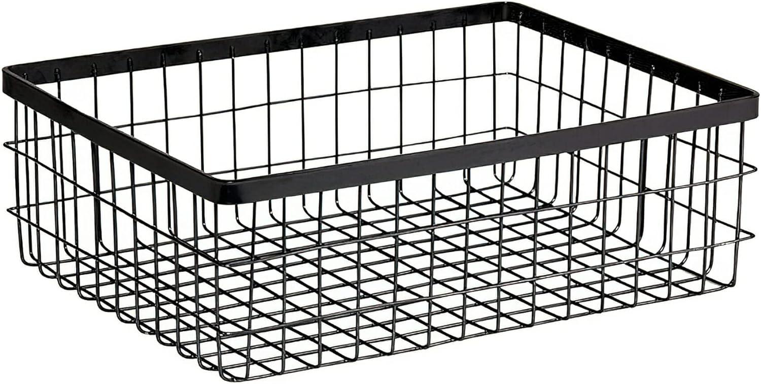 Black Metal Rectangular Storage Wire Basket, 9" x 6" x 4"