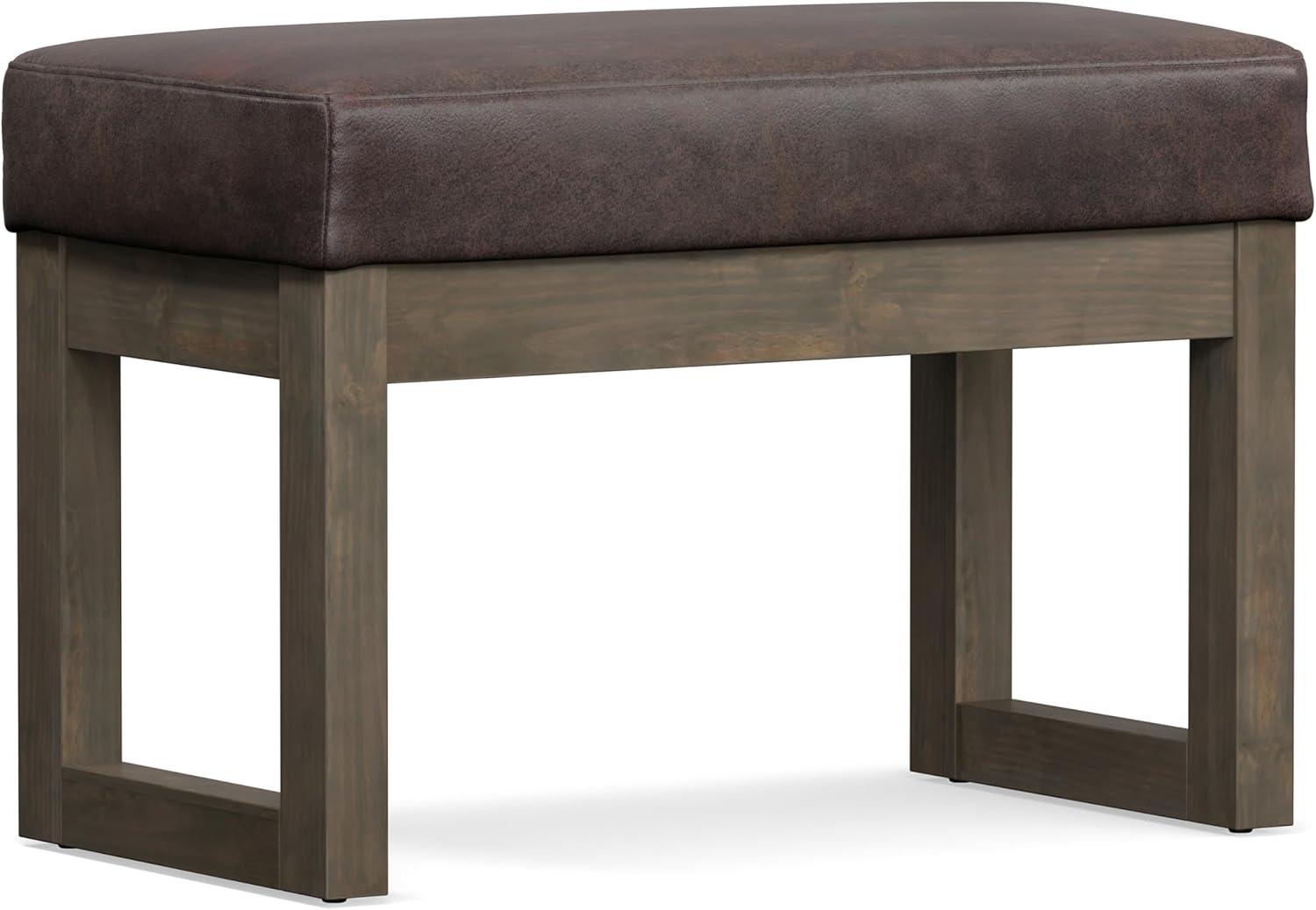 Simpli Home Milltown Ottoman Bench with Upholstered Seat and Solid Wood Frame