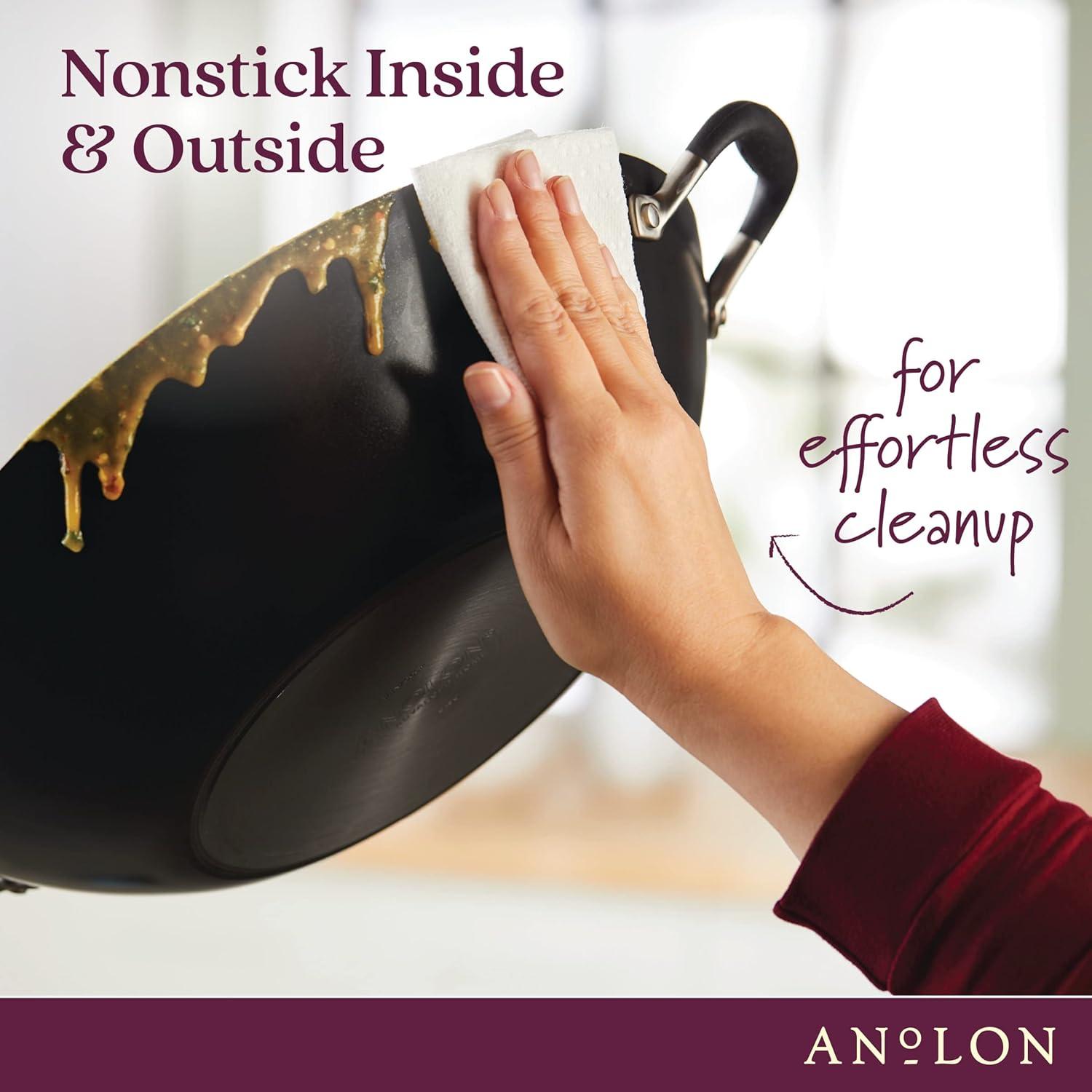 Anolon Advanced Home Hard Anodized Nonstick Wok with Side Handles and Lid, 14 Inch