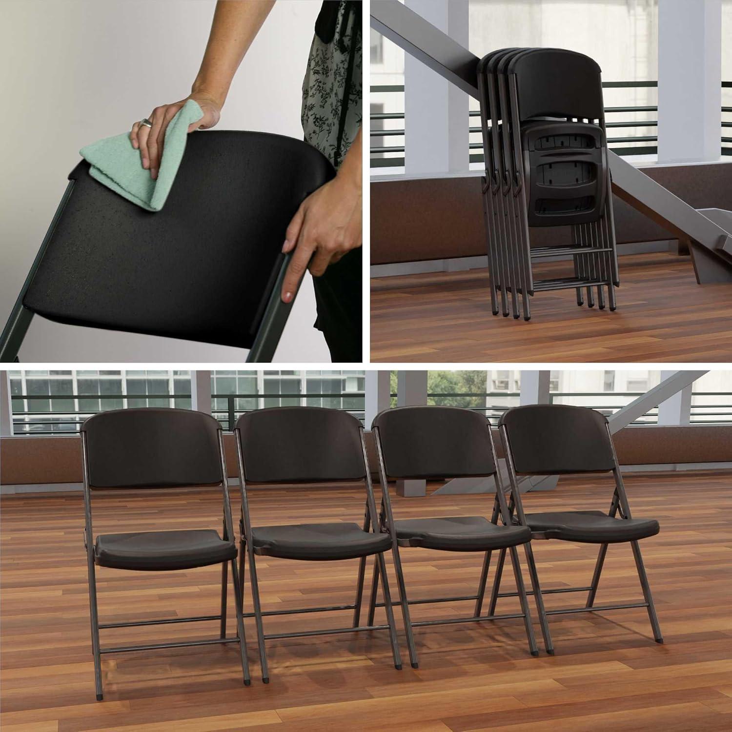 Lifetime Folding Chair, Indoor/Outdoor Commercial, Adult, Black, 4 Pack (80187)