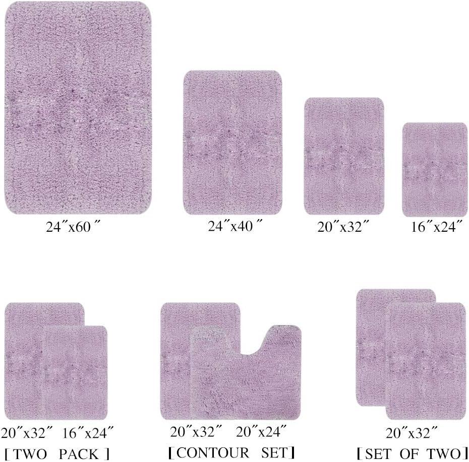 Walensee Shaggy 2 Piece Bath Rug Set, 20 x 32, Lavender Bath Mats for Bathroom and Shower, Machine Wash/Dry, Absorbent, Non-Slip Plush Rug Sets