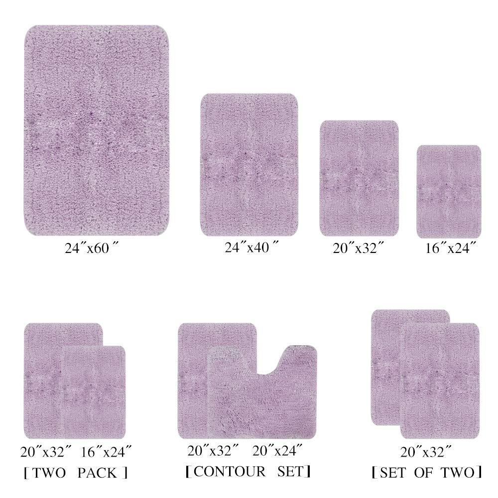 Walensee Shaggy 2 Piece Bath Rug Set, 20 x 32, Lavender Bath Mats for Bathroom and Shower, Machine Wash/Dry, Absorbent, Non-Slip Plush Rug Sets