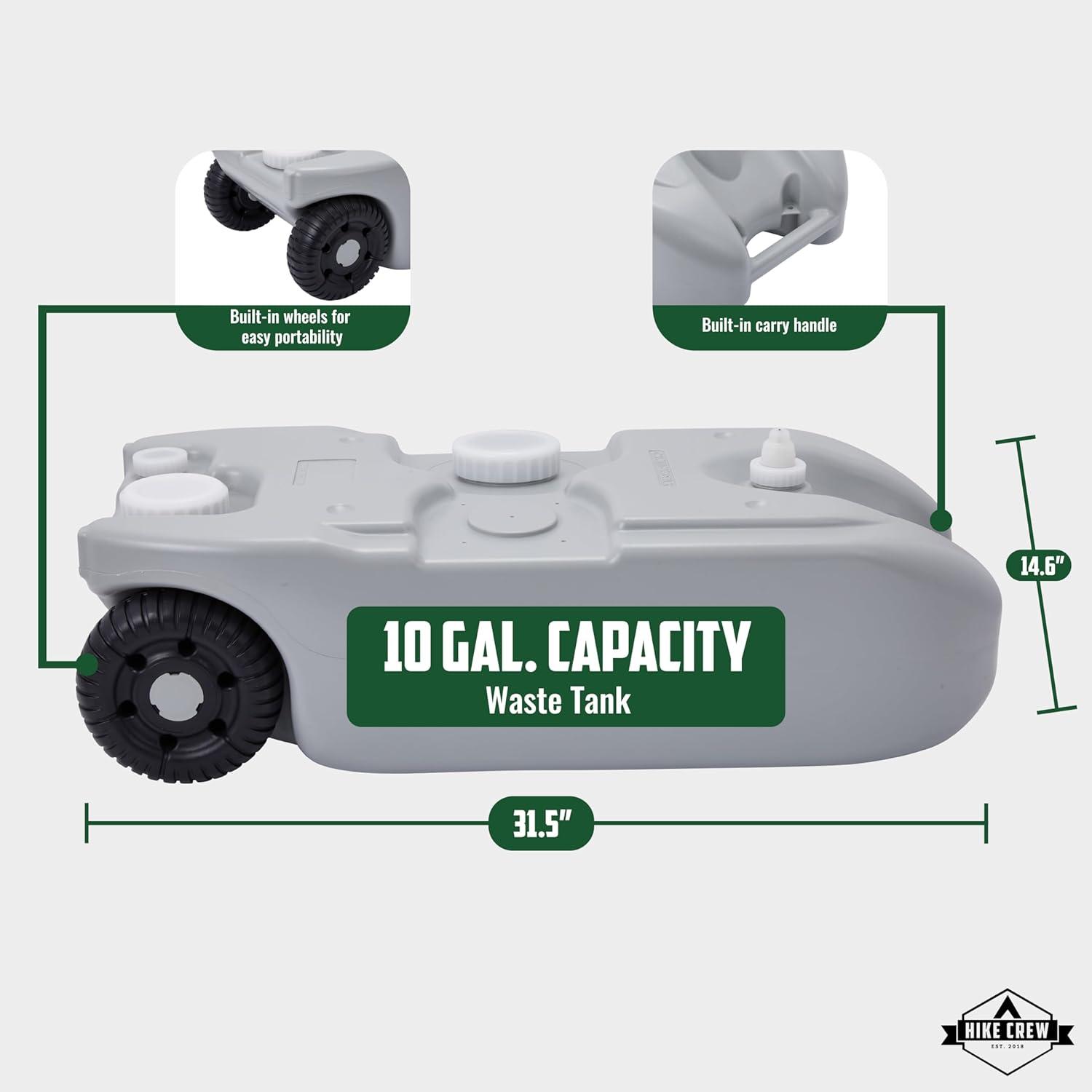 Hike Crew Portable Sink & Waste Tank, Portable Hand Washing Station W/4.5 Gal Capacity & 10 Gal Tank