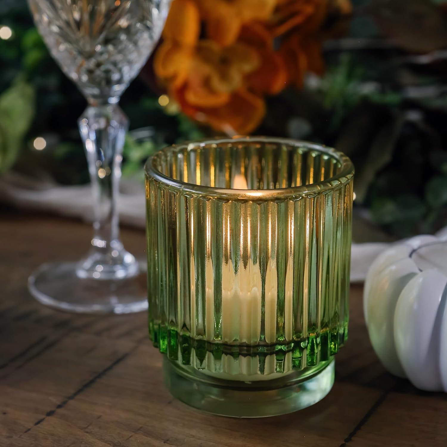 Ribbed Glass Votive Candle Holder (Set of 6)