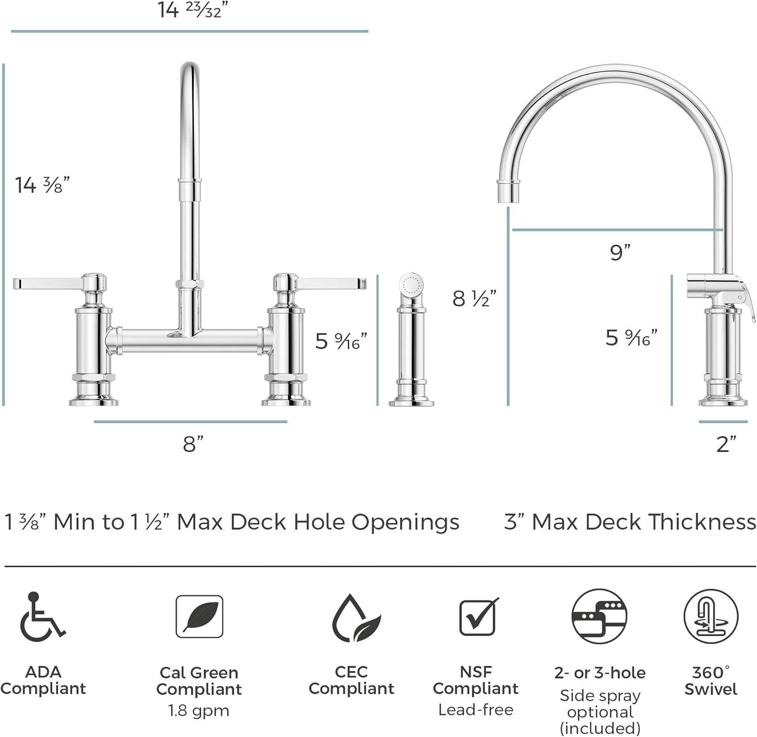 Port Haven Kitchen Bridge Faucet with Side Spray