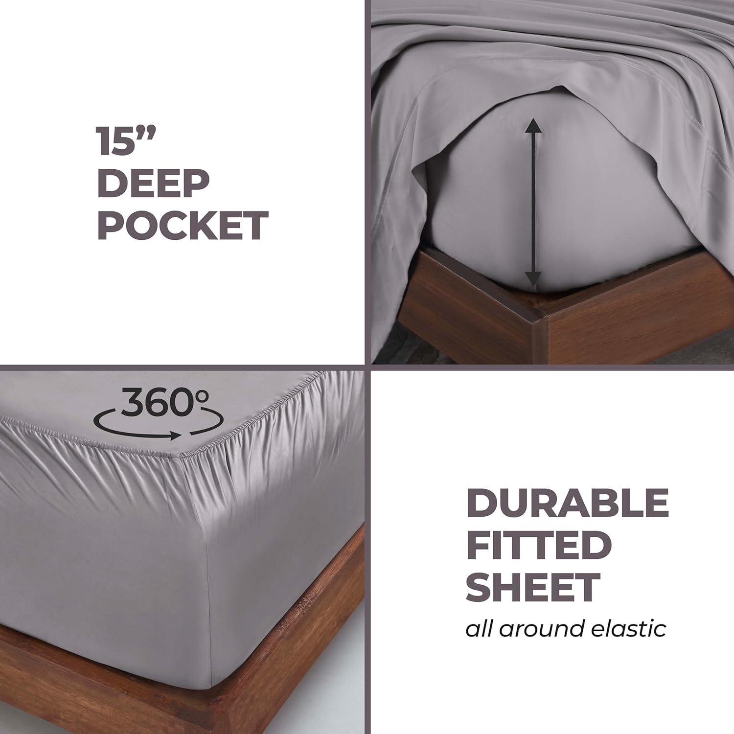 Superior Modal From Beechwood 300 Thread Count Lightweight Cooling Solid Deep Pocket Bed Sheet Set