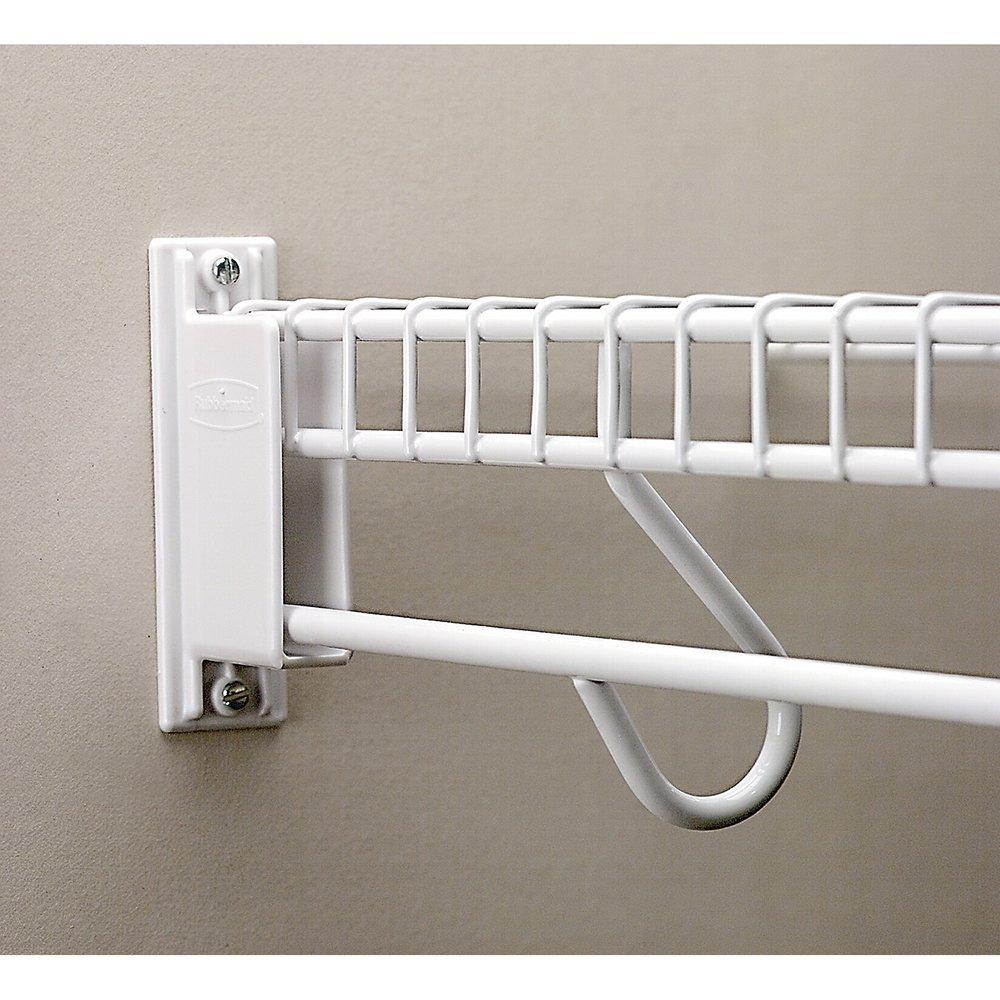 Rubbermaid 3D68-LW-WHT Free Slide Fast Set Wall End Bracket, White