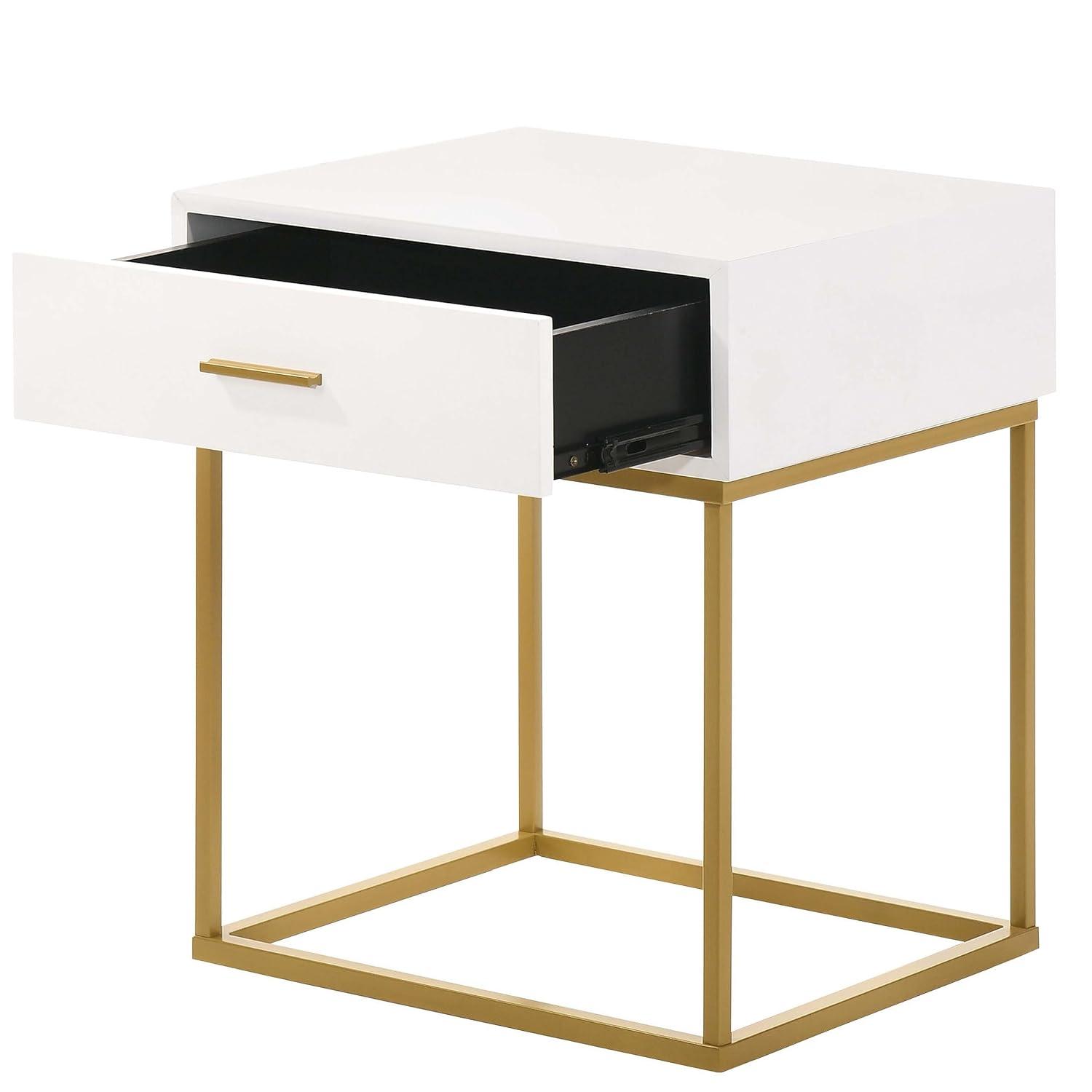 LuXeo LuXeo Catalina One Drawer Nightstand with Mustard Gold Legs