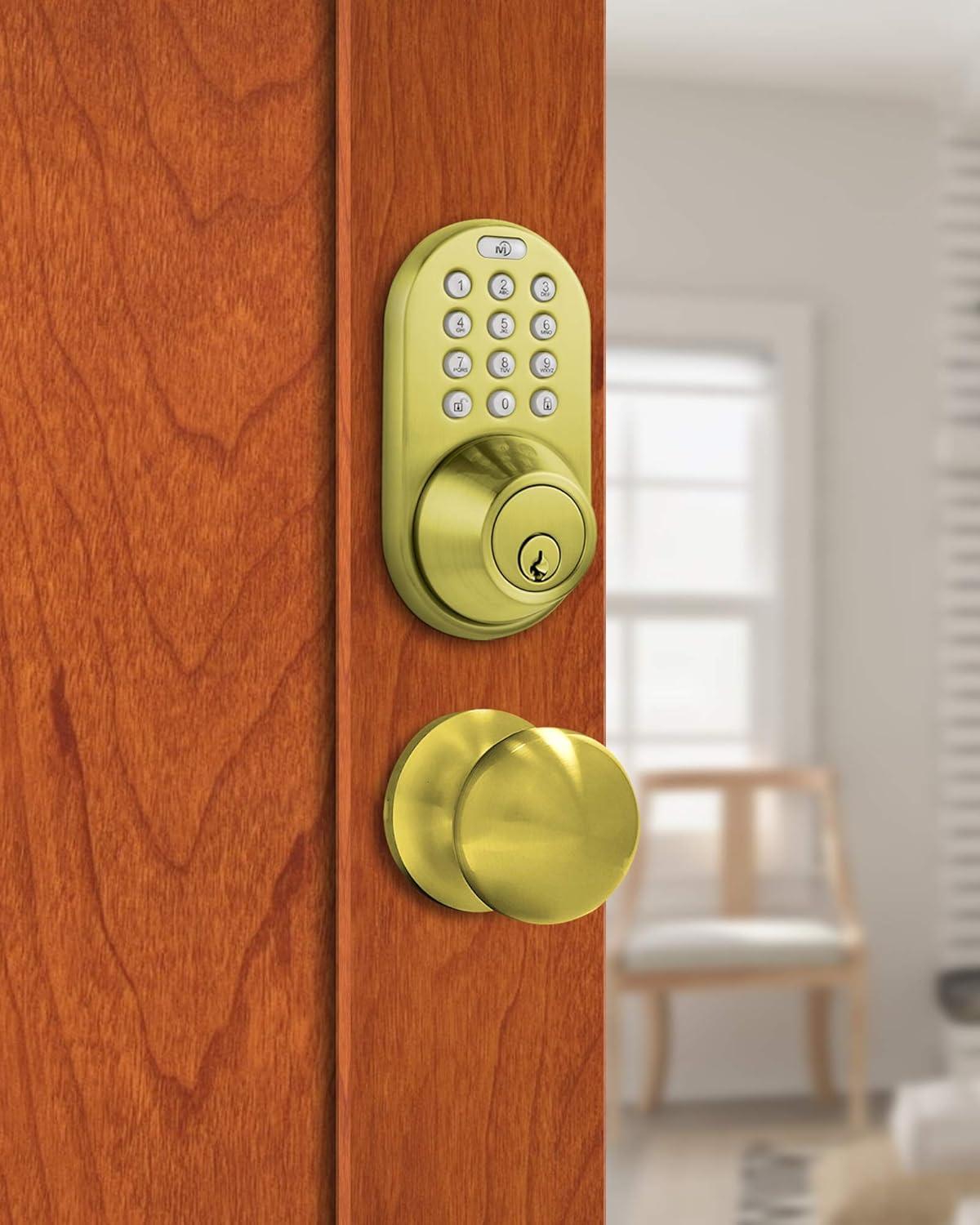 Keyless Entry Deadbolt and Door Knob Lock Combo Pack with Electronic Digital Keypad Polished Brass