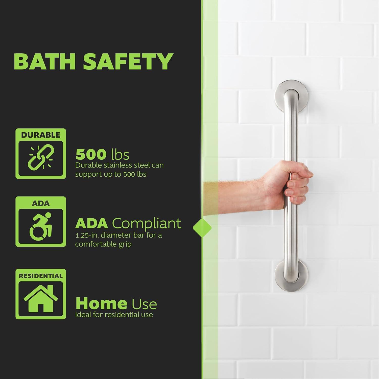 16-Inch Brushed Stainless Steel ADA Compliant Grab Bar