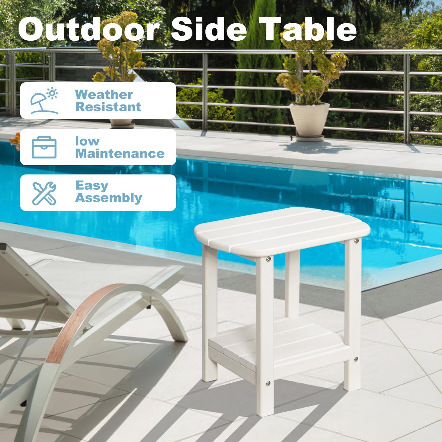 White HDPE 2-Tier Adirondack Outdoor Side Table