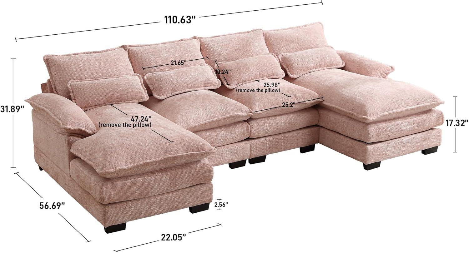 Latitude Run® Millan U Shape Sectional Sofa Cloud Couch, 110" Modern Chenille Comfy Modular Sofa