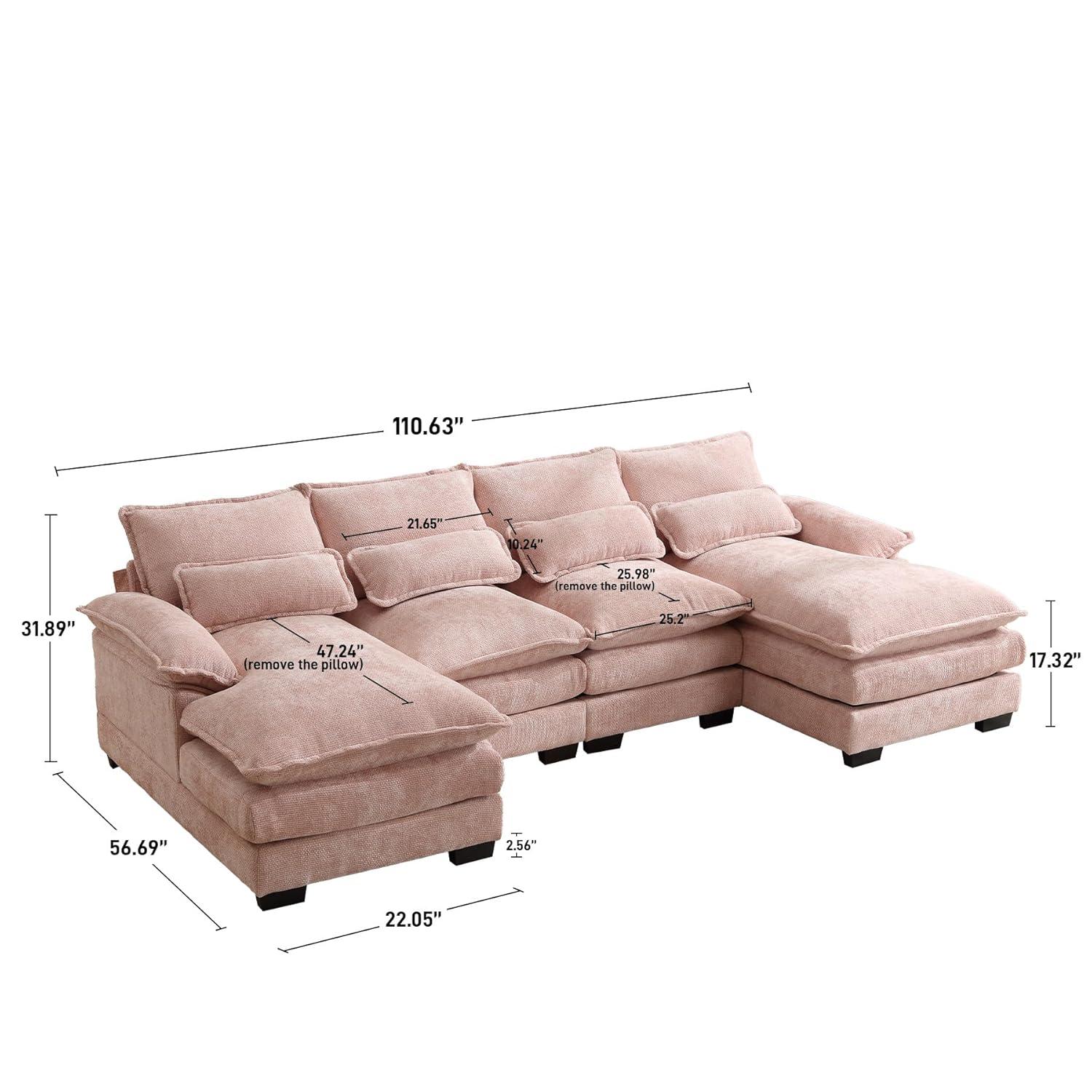 Latitude Run® Millan U Shape Sectional Sofa Cloud Couch, 110" Modern Chenille Comfy Modular Sofa